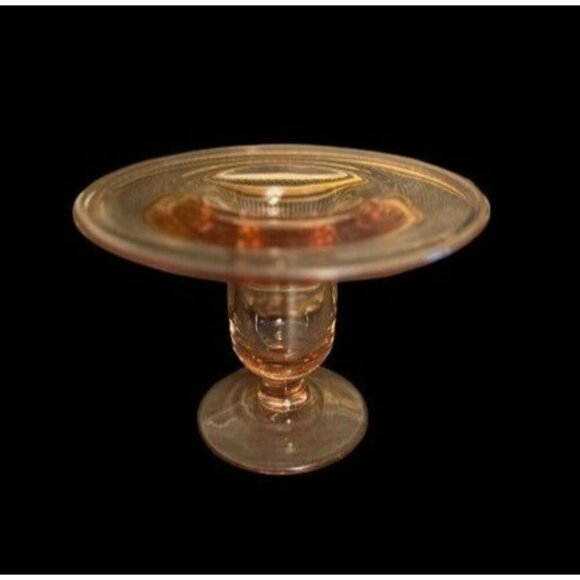 Vintage Pink Depression Glass Compote Dish Pedestal Stand - Picture 1 of 16